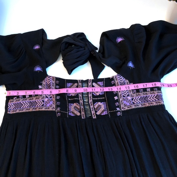Free People Embroidered Babydoll Dress Small Black - Picture 8 of 8